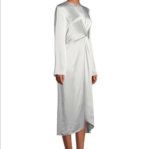 Vince Asym Pleated Silk-Satin Dress